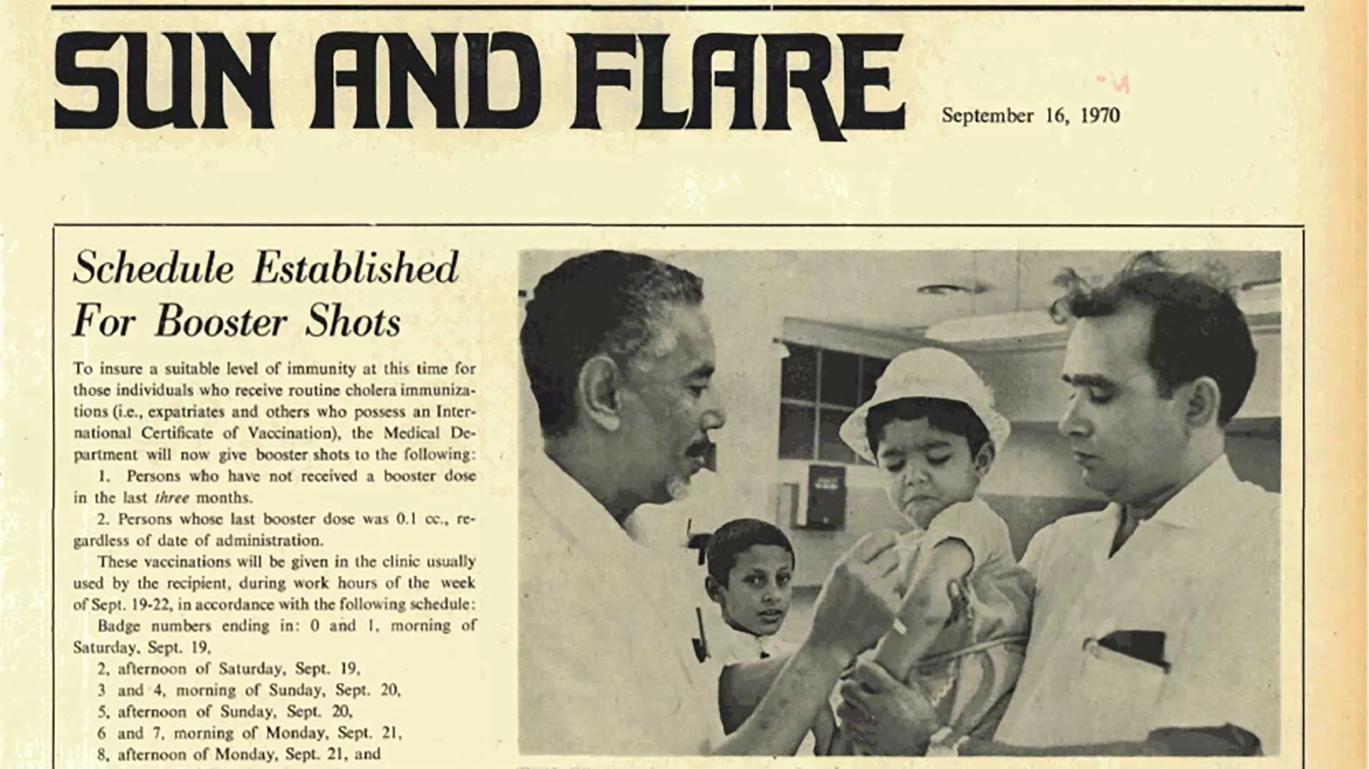 This Day in History (1970): Schedule established for booster shots