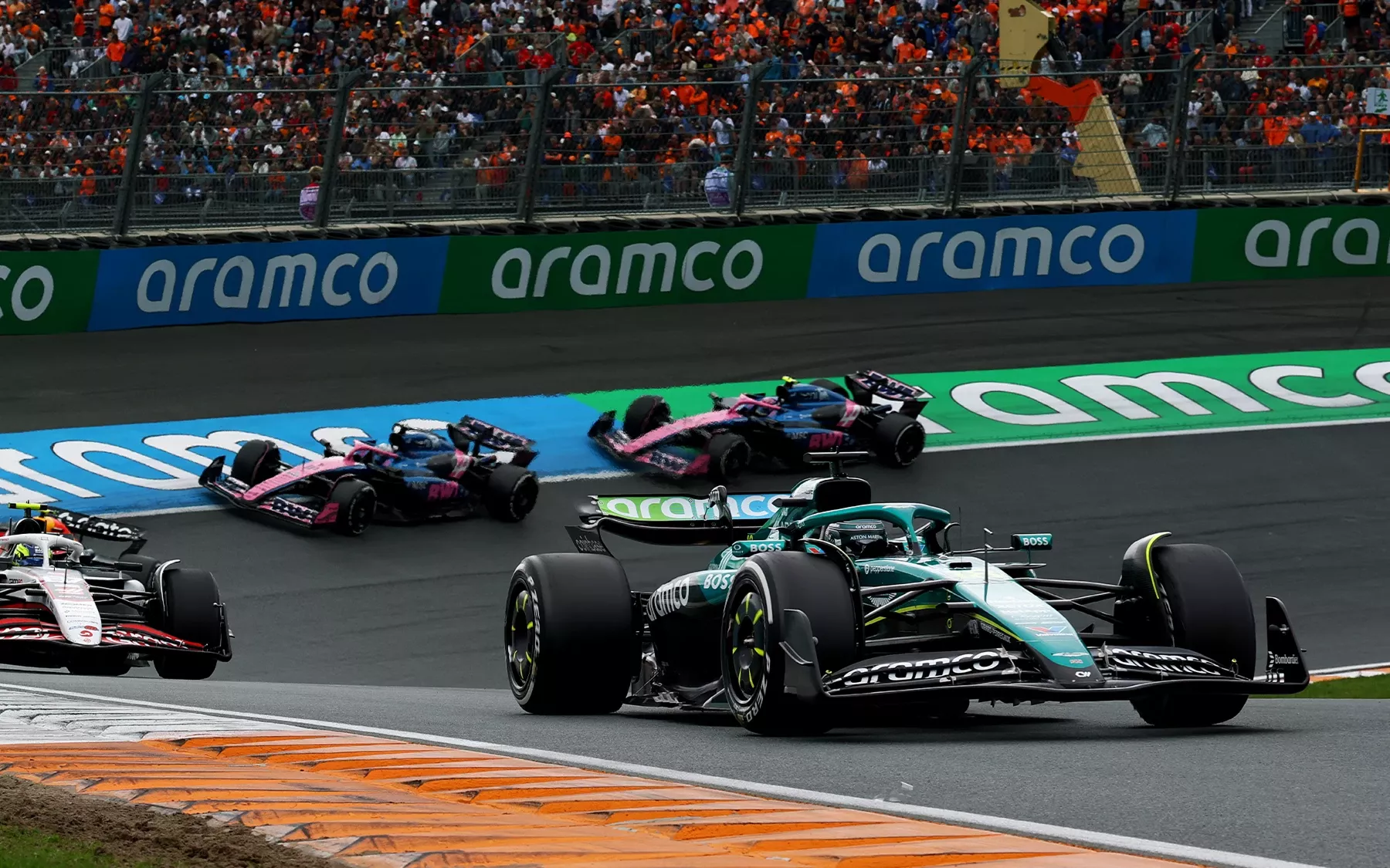 F1 Car Driving with Aramco Sponsor